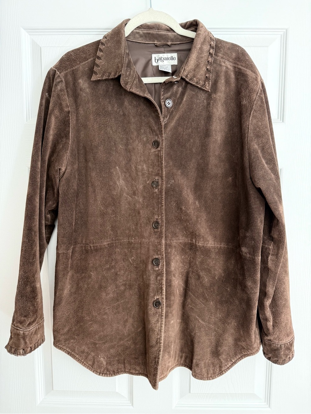 Vintage bagatelle Brown Suede Button-Front Jacket - Perfect Patina! (L)